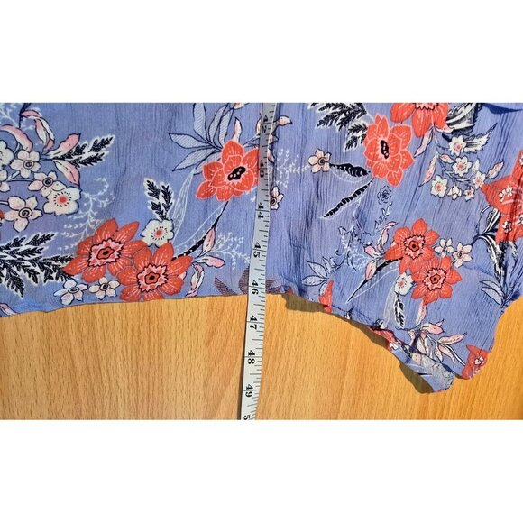 J Jill Dress Sz M Floral Resort Boho Tie Waist Layered Hem Floral Coastal Casual - Picture 7 of 14